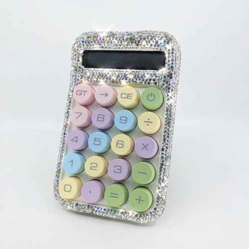 TISHAA Rhinestone Sparkle Bling Rhinestone Cute Calculator ? Glamorous Crystal Design with Pastel Keypad