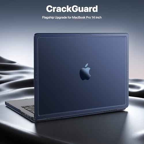 for MacBook Pro 14 inch Case M5 M4 M3 M2 M1 Pro/Max 2025 2024-2021 [CrackGuard Upgrade] [Seamless Fit] Cover Protective Hard Shell Case Laptop - Midnight Clear