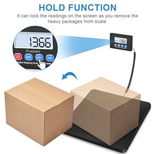 Fuzion Shipping Scale, 440LB x 10g High Accuracy Postal Scale, Hold/Tare Function, Digital Shipping Postal Scale for Packages, Postage, Luggage, Mailing, Battery & AC Adapter Included