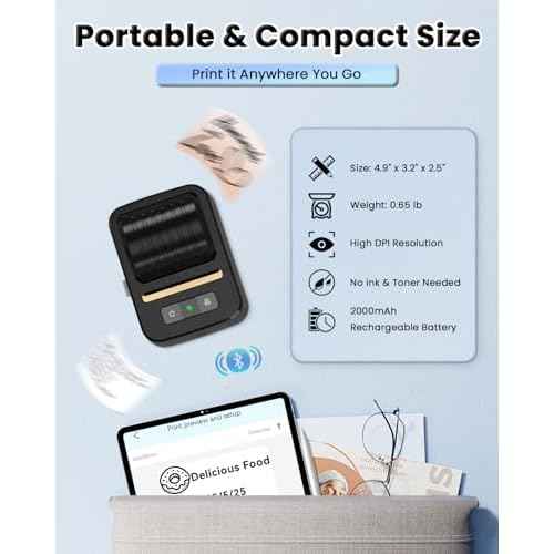 Label Makers, Label Maker Machine with Tape, Bluetooth Label Maker, Portable Thermal 2 Inch Label Printer for Small Business, Barcode, Address, Logo, Clothing, Sticker Printer for Phones & PC