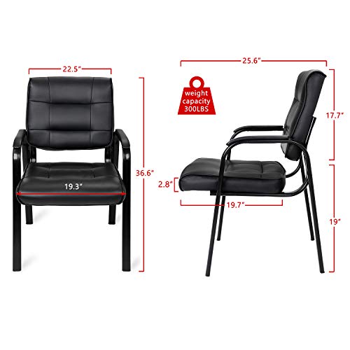 SUPER DEAL 1x Guest Chair Bonded Leather Executive Chair with Metal Frame - 300lb Capacity