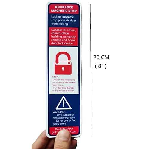 Lockdown Magnetic Strips Door Security Devices Thin Magnetic Strips School Office Emergency Easy Quick Lock Door Latch White Text Version (30)