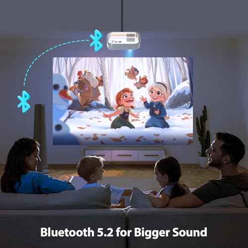 Mini Projector, Projector with WiFi and Bluetooth, Portable Movie Projector for Outdoor use, Built-in Speaker, 1080P Support Small Bedroom Video Projectors VF27002JSX