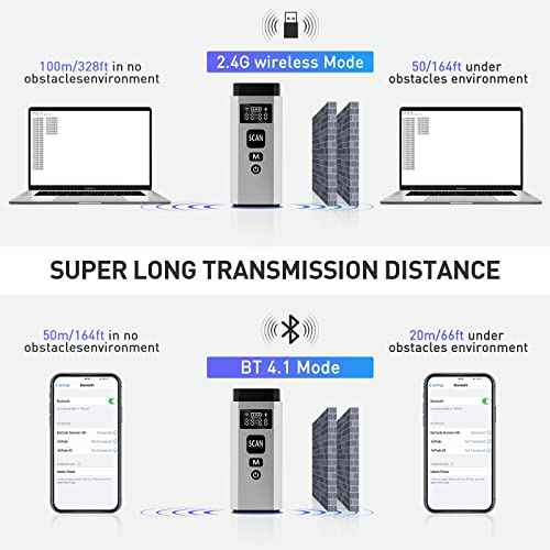 Bluetooth Scanner, Portable Barcode Scanner Wireless 1D 2D Barcode Reader 3 in 1 Wired & Bluetooth & 2.4G Wireless Connection Bar Code Scanners with TFT Screen Work for iOS, Windows, Android