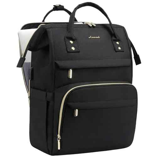 LOVEVOOK Laptop Backpack for Women, Travel with Compartment, Water Resistant Teacher Nurse Backpack, Anti-theft Back Pack Charger Work Doctor, 15.6-Inch, Black