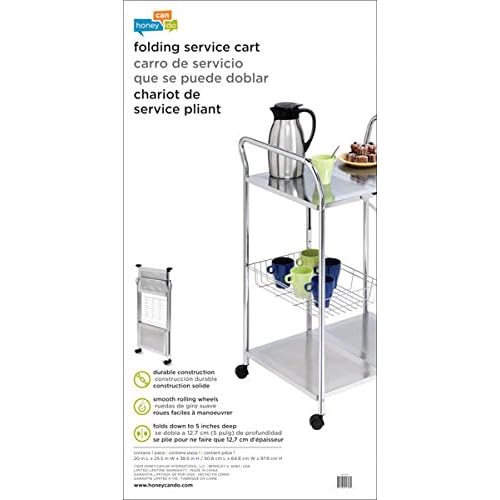 Honey-Can-Do CRT-01703 Deluxe Foldable Push Cart, Chrome, 2-Tier