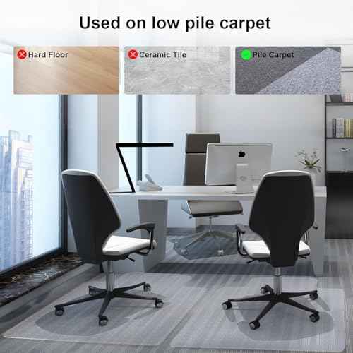 Heavy Duty Office Chair Mat for Carpet 45"x54" PVC Material Chair Mat for Carpeted Floor Slip Resistant Carpet Protector for Home Office Easy Glide Desk Floor Mat for Office Chair on Carpets(Clear)