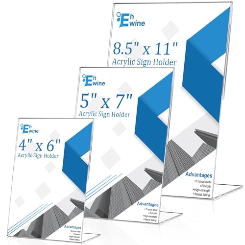 EHWINE Acrylic Sign Holder 4x6 Inch Vertical 6 Pack Tabletop Display Stand