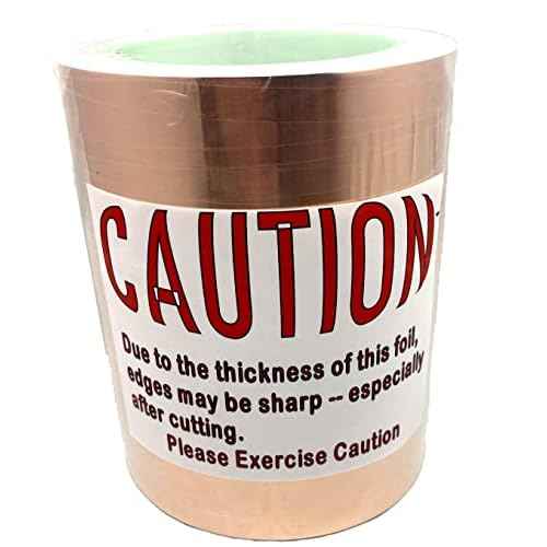 Premium Grade Thick Dual Conductive Copper Foil Tape 5.25 inches Width, .086mm Thick, 50 feet roll with Conductive Adhesive Superior Electrical Conductivity