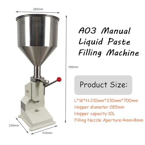Manual Liquid Filling Machine 10L Hopper Stainless Steel Bottle Filler 5-60ml