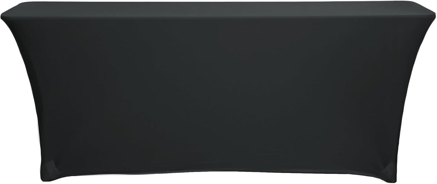 YOUR Chair Covers - Spandex Stretch Tablecloth for 6 Ft x 18 In Rectangular Tables - Black