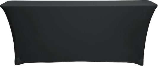 YOUR Chair Covers - Spandex Stretch Tablecloth for 6 Ft x 18 In Rectangular Tables - Black