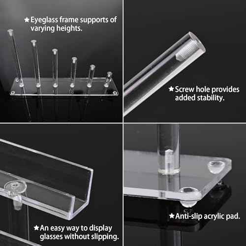 MOOCA 3 Pcs Set, Premium Acrylic Eyeglass Holder Stand, Sunglasses Orgaznizer, Sunglass Holder, Eyeglass Display, Eyewear Rack, Glass Display, 8 in H