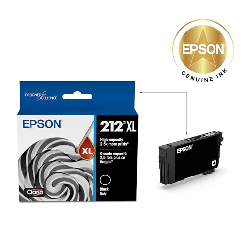 EPSON 212 Claria Ink High Capacity Black Cartridge (T212XL120-S) Works with WorkForce WF-2830, WF-2850, Expression XP-4100, XP-4105