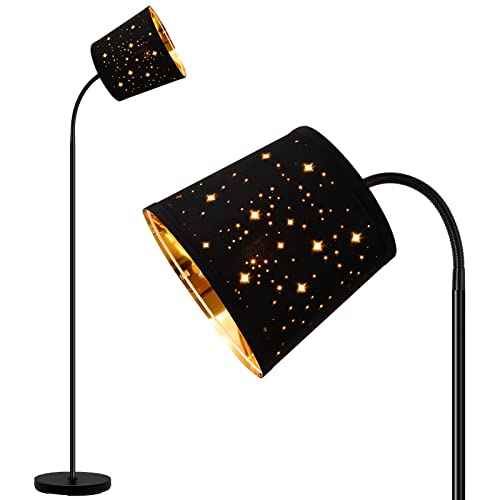 LED Floor Lamp, Standing Lamp for Living Room with Linen Lamp Shade,Adjustable Gooseneck Modern Reading Light,Floor Lamps for Bedroom,Office,Farmhouse,6W LED Bulb Included