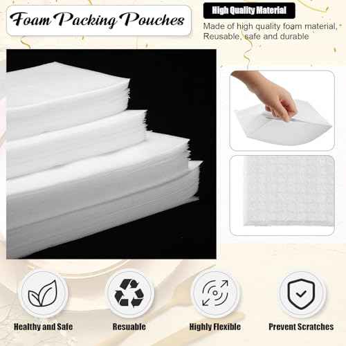 Frienda 240 Pcs Dish Packing Supplies for Moving 60 Foam Sheets 180 Pcs 6-size Plate Sleeves Protective Cushion Pouches for Shipping, Storing Glassware, China & Dinnerware