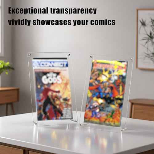 2 Pack Clear Acrylic Comic Book Frames?Wall Mount or Tabletop Display Case for 10.2" ¡¿ 6.7" Comics, Floating-Style Comic Book Display Frame with Hardware, Dust-Resistant Comic Wall Display