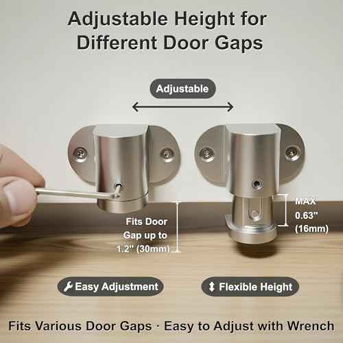 4 Pack Magnetic Door Stopper ? Upgraded with Nail-Free Glue, Adjustable Magnet Door Stop for Bottom of Door, Floor Mount Magnetic Door Holder Catch No Drilling (Silver)