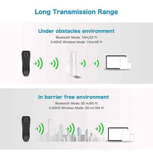 NETUM QR Code Scanner, Mini Barcode Scanner Bluetooth Compatible, Small Portable USB 1D 2D Bar Code Scanner for Inventory, 2.4G Cordless Image Reader for Tablet iPhone iPad Android iOS PC POS - C750