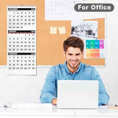 Dunwell 3-Month Wall Calendar 2026, Large Monthly Hanging Calendar with Big Bold Numbers, Easy to Read from a Distance, Use to Dec 2026, For Office or Home, 11x26 Open, Ships Folded