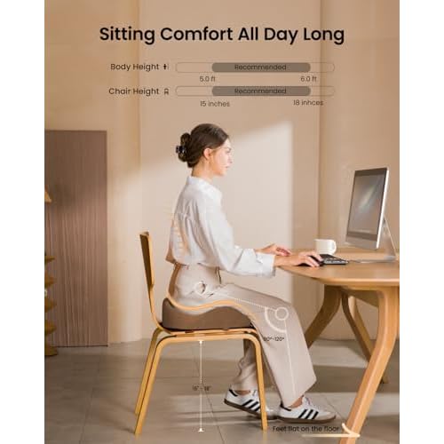ProtoArc Seat Cushion, Office Chair Cushion for Sciatica, Coccyx Cushion, Ergonomic Memory Foam Seat Cushion for Car, Home, Pressure Relief Pad for Hip, Tailbone, All Day Comfort - Coffee