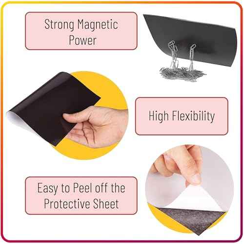 Magnetic Sheets with Adhesive Backing for Crafts, DIY. 12 Strong Craft Magnets 8.5" x 11" to Make Flexible Magnet Self Sticky Tapes, Strips, Squares, Sheet for School Classroom Board, Fridge, Photos