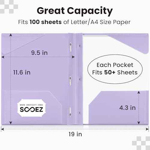 Sooez Folders with Pockets and Prong, 6 Pack, Pastels Colors, File Folders with Prongs, 2 Pocket Folders Bulk, Plastic Folder, School Folder College Supplies, Aesthetic Nursing Cute School Supplies