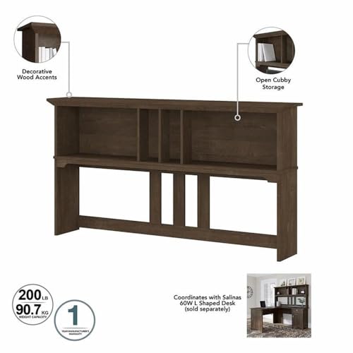 Bush Salinas 60W L Shaped Desk Hutch in Ash Brown