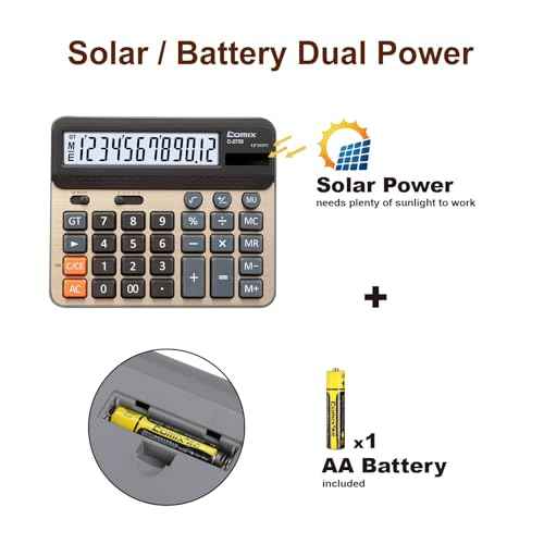 Comix Desktop Calculator, Large Computer Keys, 12 Digits Display, Champaign Gold Color Panel, C-2735, 2-Pack