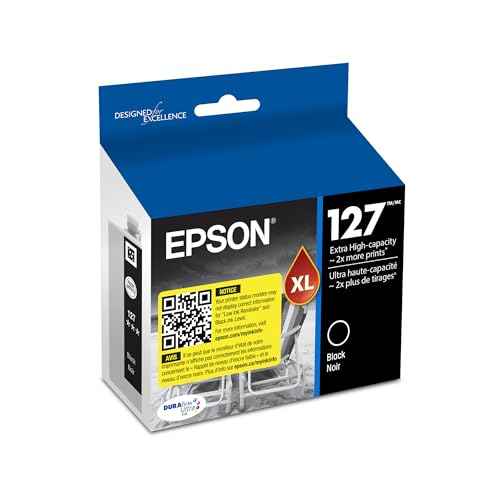 EPSON 127 DURABrite Ultra Ink Black Cartridge For NX-530, NX-625, WF-3520, WF-3530, WF-3540, WF-545, WF-60, WF-630, WF-633, WF-635, WF-645, WF-7010, WF-7510, WF-7520, WF-840, WF-845,Water Resistant