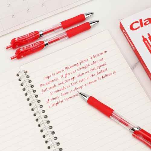Classic Retractable Gel Roller Pens, 0.7mm Fine Point, Red Ink (Red - 12 Packs)
