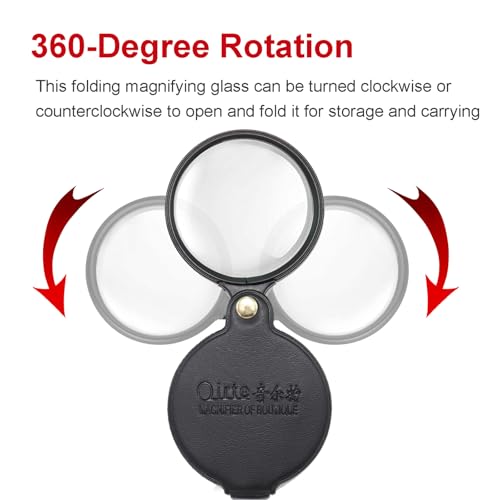 10x Pocket Magnifying Glass for Seniors & Kids, Folding Handheld Lens