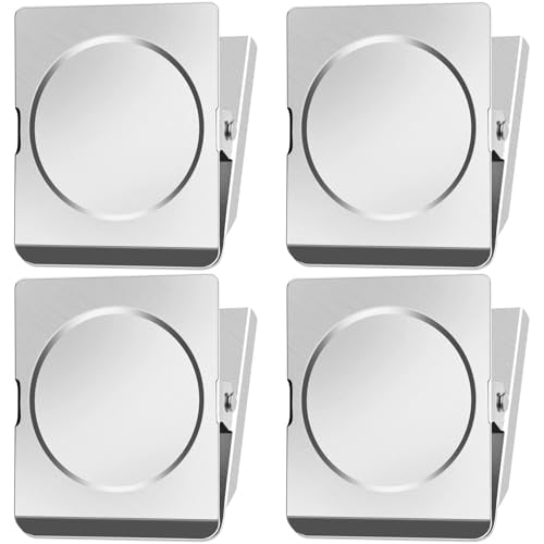 FINDMAG Silver Magnetic Clips, 4 Pack - Heavy-Duty Fridge & Office Clips