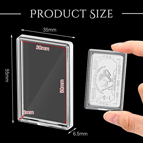 Batiyeer 200 Pcs 1 oz Silver Bar Case Holder Clear Acrylic Capsule Storage Container for 1 Ounce Silver Bar with Plastic Storage Box