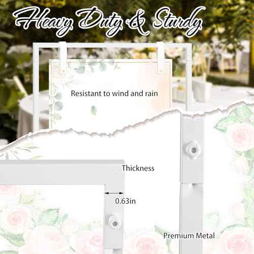 Wedding Welcome Sign Stand 50¡±x30¡±x20¡± Welcome to Our Wedding Sign Holder with 2 Leather Straps Easel Stand for Signs Metal Display Poster Holder for Ceremony Party(White)