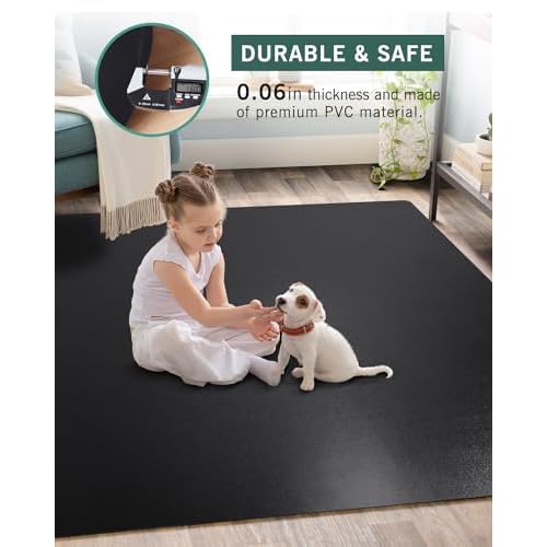 Office Chair Mat for Hard Floors, 48"x60" Anti-Slip Waterproof Floor Protector Desk Chair Mat for Rolling Chairs, Heavy Duty Non-Toxic Computer Area Mat, Easy Glide Floor Mat for Work, Gaming