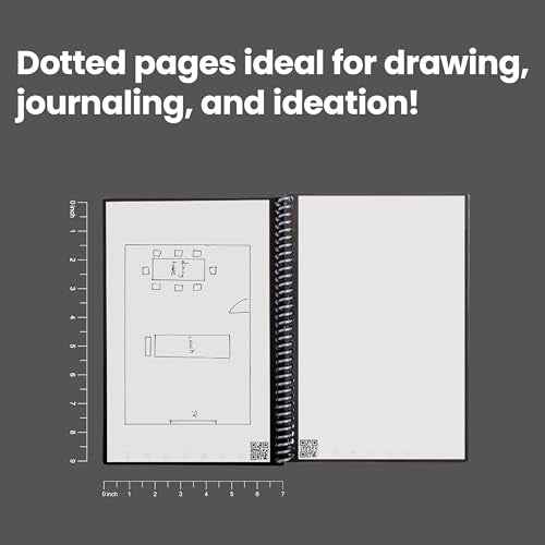 Rocketbook Core Reusable Spiral Notebook, Executive Size 6x8.8, Red - Dotted Pages, App-Connected, Erasable, Durable Cover, Ideal for School, Work, and Creative Projects