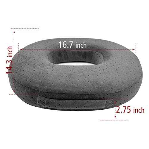 Seat Cushion Memory Foam Cushion - Donut Cushion for Relief of Haemorrhoids and Piles, Coccyx Pain, Suitable for Wheelchair, Car Seat, Office Or Outdoor (Grey)
