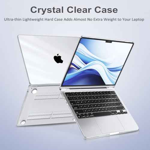 MOSISO Compatible with MacBook Air 13 inch Case 2025 2024 2023 2022 Release M4 A3240 M3 A3113 M2 A2681, Protective Plastic Hard Shell Cover Compatible with MacBook Air 13.6 inch Case, Crystal Clear