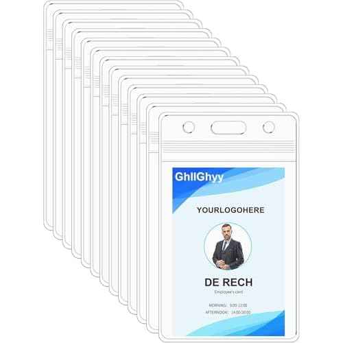 6 Pack Extra Thick Name Badge Holders, Durable & Sealable Waterproof Vertical ID Badge Holders, Clear PVC Plastic Badge Sleeve for Credit Card/Proximity/RFID/Work Badge/Room Key