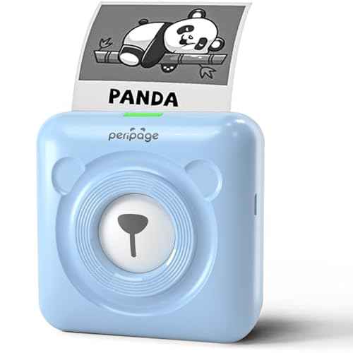 PeriPage A6 Mini Printer, Portable Thermal Printer, Mini Sticker Printer, Bluetooth Connected Phone, Compatible with iOS and Android, Printable Labels, Receipts, Notes, Photos (Blue)