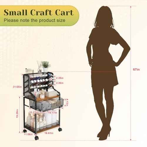 6-Tier Rolling Bathroom Storage Cart with Mesh Drawer, Metal Utility Cart with Lockable Wheels for Towels, Toiletries, and Cleaning Supplies, Organization Cart for Bathroom, Kitchen, Laundry
