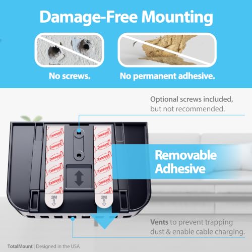 TotalMount Drop-Free Remote Holder Black with Removable Adhesive Strips - Pack of 1