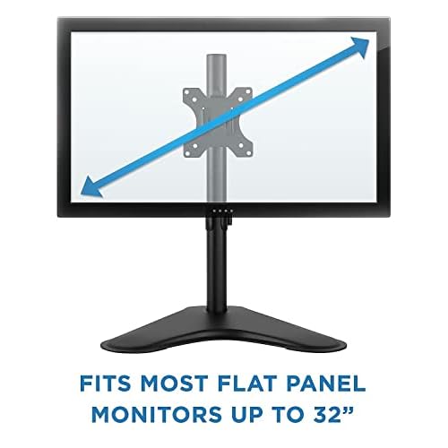 Mount-It! Single Monitor Stand, Freestanding Desk Mount for 21.5-32 Inch Screens, VESA Compatible Desk Stand with Height Adjustable, Tilt, Swivel, and Rotation Features, Sturdy Base Supports 17.6 lbs