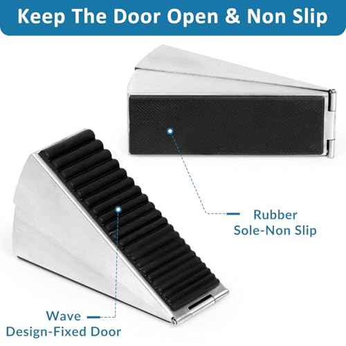 2 Pack Heavy Duty Door Stopper, Adjustable Spring Large Stopper, 3 Inches High Tall Wedge Stoppers for Bottom of Door, Door Stop Suits Any Heavy Door