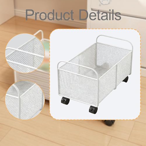 AFXGUSD White Rolling File Cart Under Desk Storage, Compact Office/Home Organizer