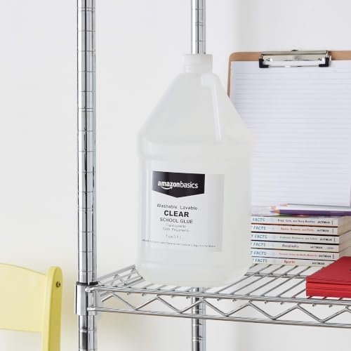 Amazon Basics 1 Gal Clear School Glue for Slime, Paper, Wood – All-Purpose Adhesive, 128 fl oz