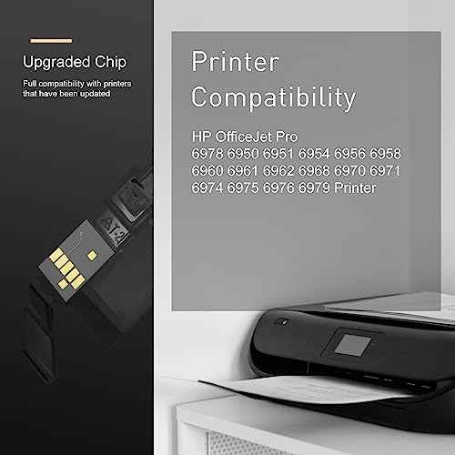902XL Ink Compatible Ink Cartridge Replacement for 902 XL 902XL (4 Combo Pack) to use with Officejet Pro 6978 6968 6974 6975 6960 Officejet 6951 6954 6956 6958 Printers