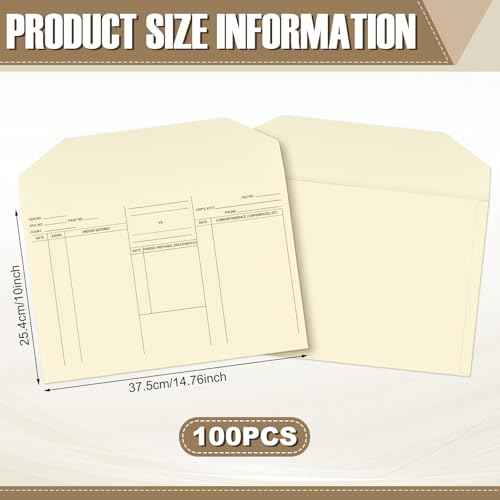 100 Pack 10 x 14-3/4'' Attorney's Envelopes Open Side Case Files Envelopes, Heavy Duty 110 lb Manila, Manila File Jackets Attorney Job Folders for Office Business Employee