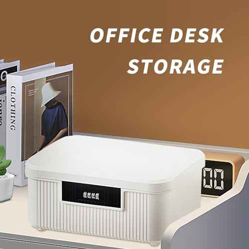 Lockable Storage Container Bin, 2.3 Gallon Capacity Organizer Box with Combination Lock, Heavy Duty Plastic Trunk, Usable As Item Organizer Or Office File Storage(White)